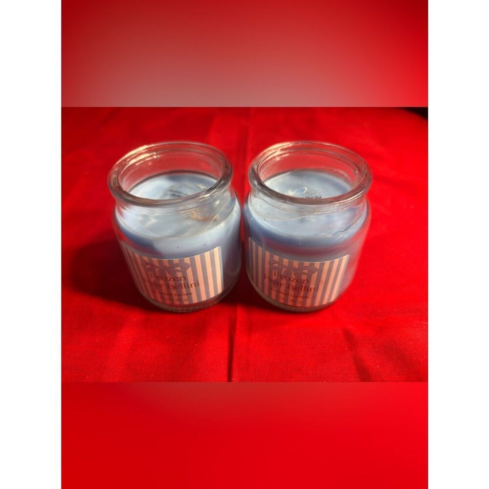 New Frozen Pear Bellini Blue Scented Jar Candles - Set of 2